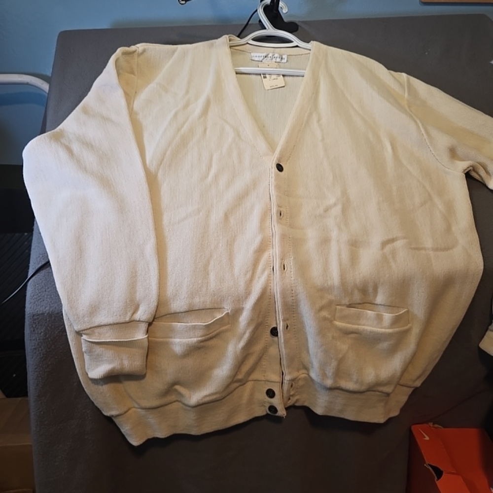 Geoffrey Beene Cream Knit Cardigan Sweater